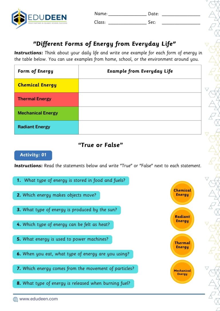 Different Forms of Energy from Everyday Life